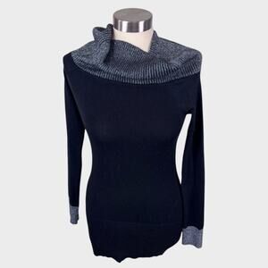 Venus Womens XS Black Cowl Neck Ribbed Sweater